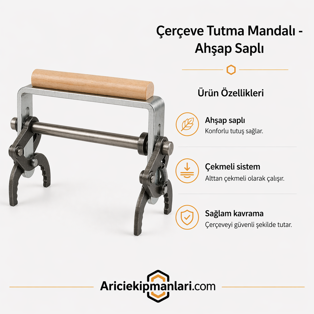 Çerçeve Tutma Mandalı - Özel Ahşap Saplı